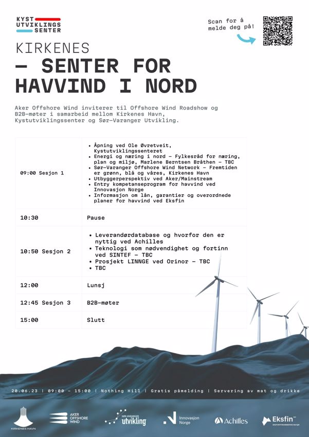 Program og påmelding for Offshore Wind Roadshow og møte i Kirkenes.